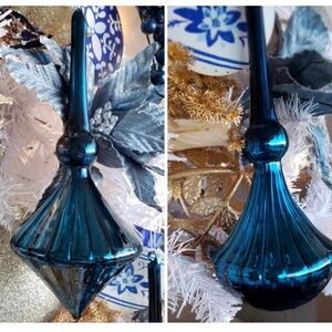 Elegant Navy Blue Glass Holiday Ornament Set